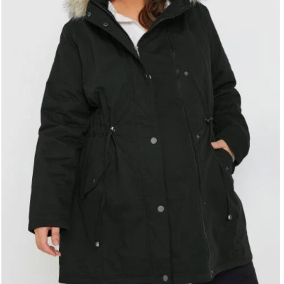 BUMP IT UP MATERNITY Black Fur Trim Parka, Size US 22-24 - Picture 4 of 6